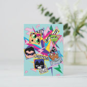 10代のタイタン行け! |レトロ90のグループコラージュ ポストカード (スタンド正面)