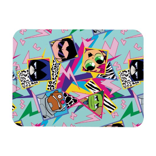 10代のタイタン行け！ |レトロ90のグループコラージュ マグネット (横)