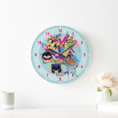 10代のタイタン行け！ |レトロ90のグループコラージュ ラージ壁時計 (ホーム)