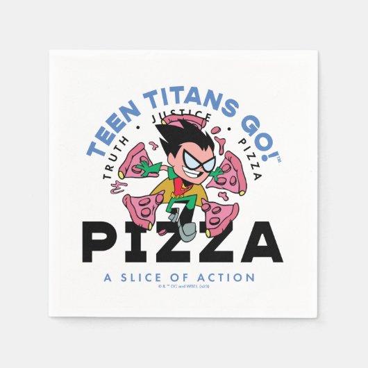 10代のタイタン行け!ロビン「Truth Justice Pizza」 スタンダードカクテルナプキン (正面)