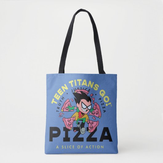 10代のタイタン行け！ロビン「Truth Justice Pizza」 トートバッグ (正面)
