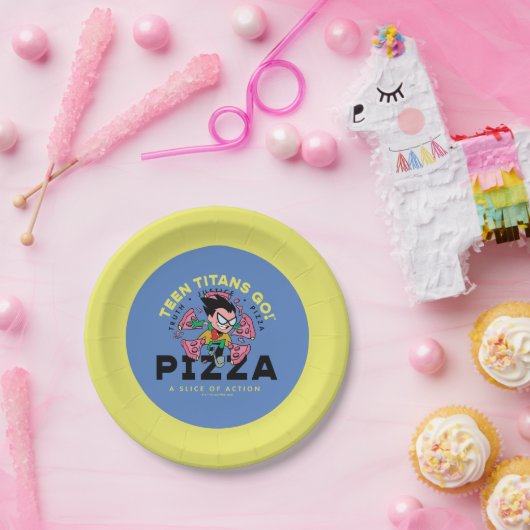10代のタイタン行け!ロビン「Truth Justice Pizza」 ペーパープレート (パーティー)