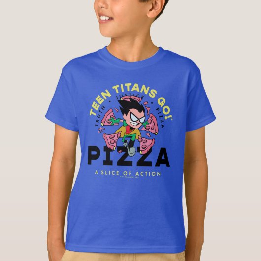 10代のタイタン行け!ロビン「Truth Justice Pizza」 Tシャツ (正面)