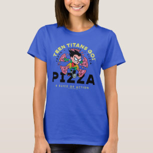 10代のタイタン行け！ロビン「Truth Justice Pizza」 Tシャツ