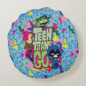 10代のタイタン行け！ | "女の子"アニマルプリントロゴ ラウンドクッション (裏面)