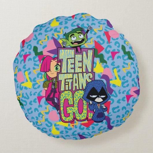 10代のタイタン行け！ | "女の子"アニマルプリントロゴ ラウンドクッション (裏面)