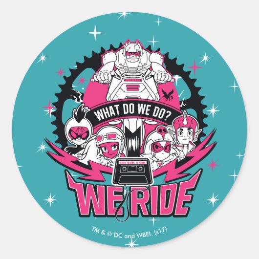 10代のタイタン行け! | "我々は乗る"レトロMoto Graphic ラウンドシール (正面)