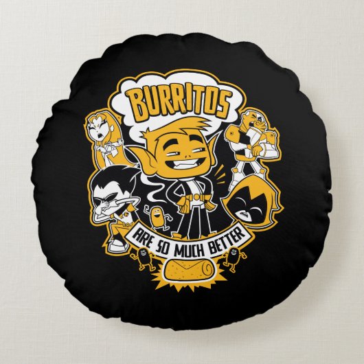 10代のタイタン行け! | Beast Boy "Burritos Are Better" ラウンドクッション (正面)