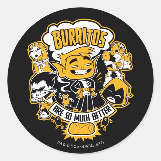 10代のタイタン行け! | Beast Boy "Burritos Are Better" ラウンドシール (正面)