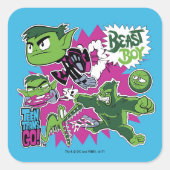 10代のタイタン行け! | Beast Boy Shapeshifts スクエアシール (正面)