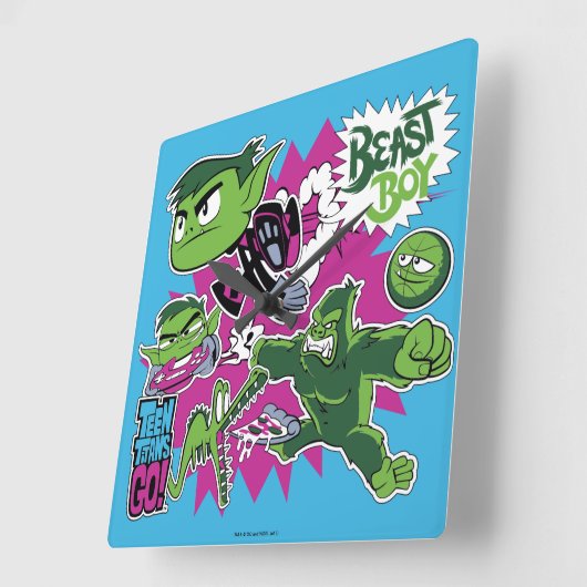 10代のタイタン行け！ | Beast Boy Shapeshifts スクエア壁時計 (傾斜)
