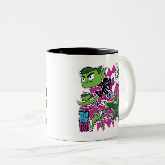 10代のタイタン行け！ | Beast Boy Shapeshifts ツートーンマグカップ (正面右)
