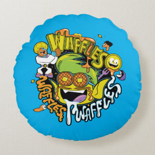 10代のタイタン行け！   Beast Boy Waffles ラウンドクッション