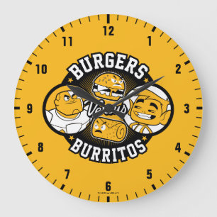 10代のタイタン行け! Burgers対Burritos ラージ壁時計