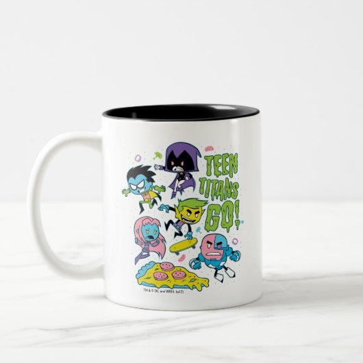 10代のタイタン行け！ | Gnarly 90のピザグラフィック ツートーンマグカップ (左)