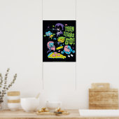 10代のタイタン行け！ | Gnarly 90のピザグラフィック ポスター (キッチン)