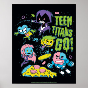 10代のタイタン行け! Gnarly 90のピザグラフィック ポスター