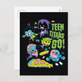 10代のタイタン行け! | Gnarly 90のピザグラフィック ポストカード (正面/裏面)