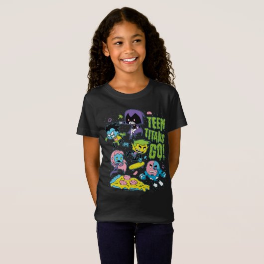 10代のタイタン行け！ | Gnarly 90のピザグラフィック Tシャツ (正面フル)