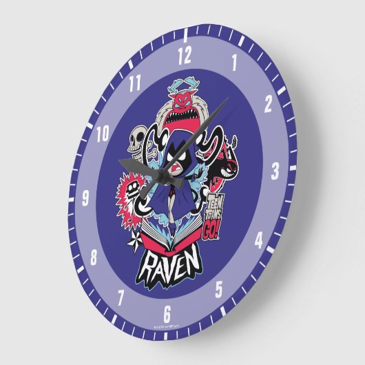 10代のタイタン行け！ | Raven Demonic Powers Graphic ラージ壁時計 (傾斜)