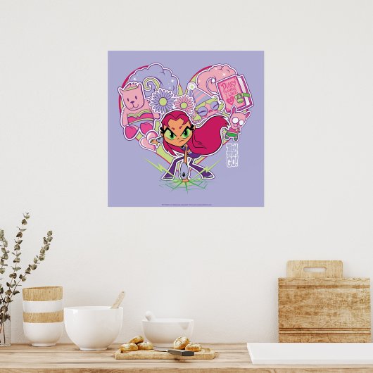 10代のタイタン行け！ | Starfireのハートパンチグラフィック ポスター (キッチン)