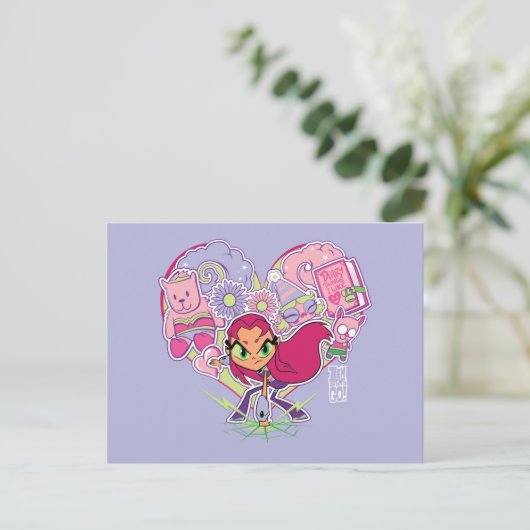 10代のタイタン行け！ | Starfireのハートパンチグラフィック ポストカード (スタンド正面)