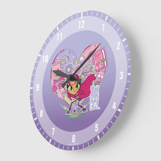 10代のタイタン行け！ | Starfireのハートパンチグラフィック ラージ壁時計