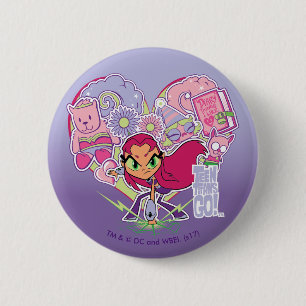 10代のタイタン行け！   Starfireのハートパンチグラフィック 缶バッジ