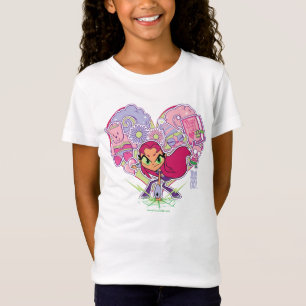 10代のタイタン行け! Starfireのハートパンチグラフィック Tシャツ