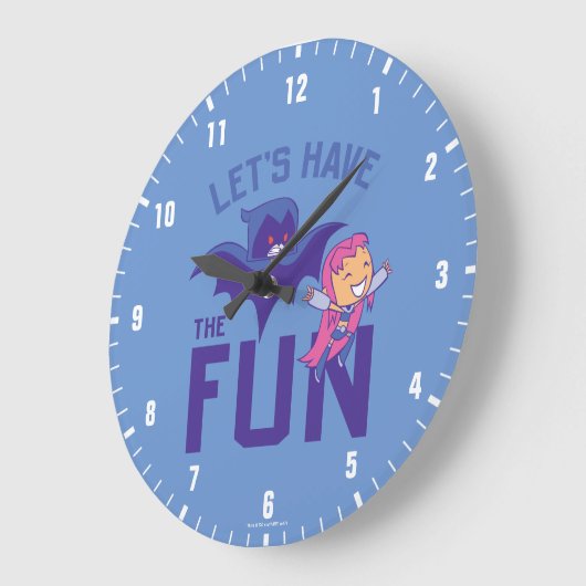 10代のタイタン行け! | Starfire & Raven "おもしろいを持つ" ラージ壁時計 (傾斜)