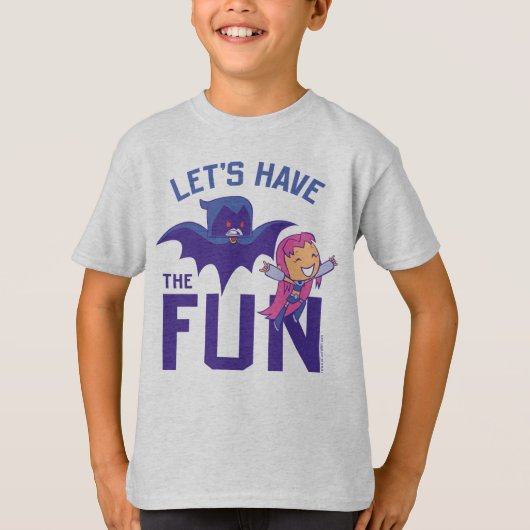 10代のタイタン行け! | Starfire & Raven "おもしろいを持つ" Tシャツ (正面)