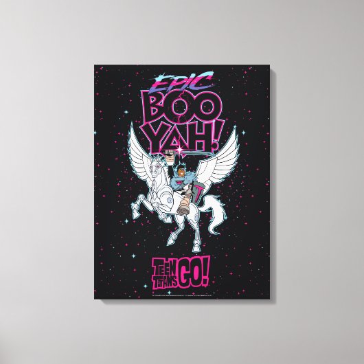 10代のタイタン行け! | Warrior Cyborg Riding Pegasus キャンバスプリント (正面)