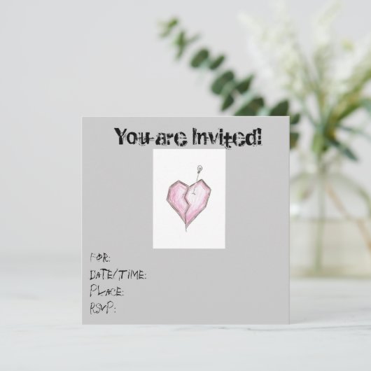 10代のハートスカル招待状誕生日/任意のoccas 招待状 (スタンド正面)