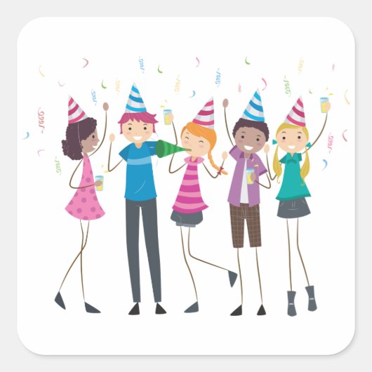 10代のパーティースクエアのステッカー スクエアシール (正面)