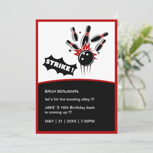 10代のブーはボーリング路地おもしろい誕生日の夜をヒット 招待状 (スタンド正面)