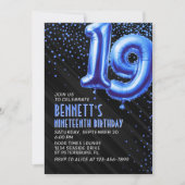 10代のボーイブルー19番誕生日招待状 招待状 (正面)