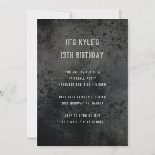 10代のボーソンズ誕生日グランジ動揺して 招待状 (裏面)