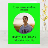 10代の孫の写真14th BIG誕生日カード カード (黄色い花)