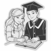 10代の少年と少女の学習 シール (正面)