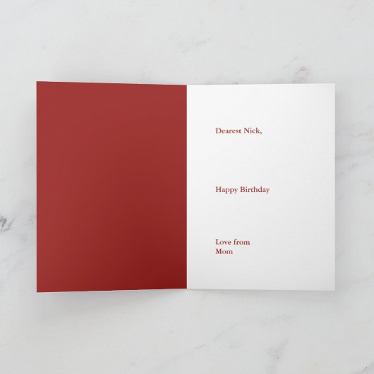 10代の息子の写真13誕生日カード カード (内部)