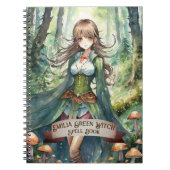 10代の緑の魔女の呪文ブックグリモワール ノートブック (正面)