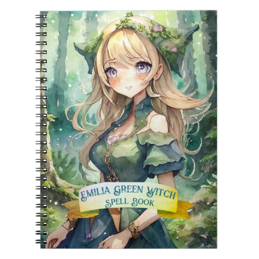 10代の緑の魔女の呪文ブックグリモワール ノートブック (正面)
