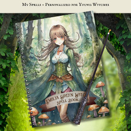 10代の緑の魔女の呪文ブックグリモワール ノートブック