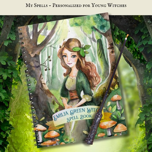 10代の緑の魔女の呪文ブックグリモワール ノートブック