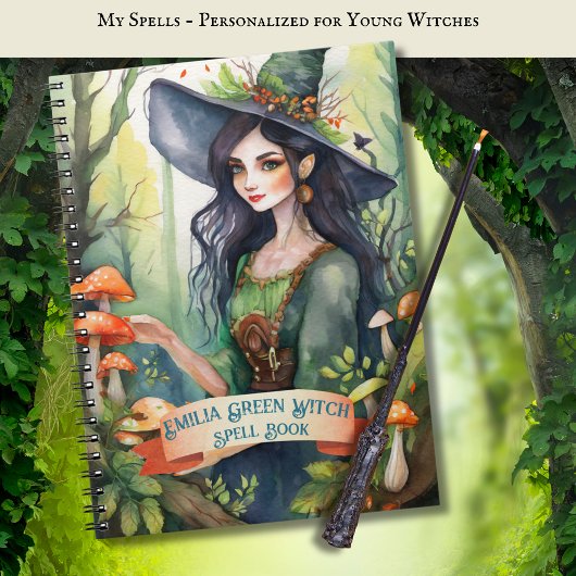 10代の緑の魔女の呪文ブックグリモワール ノートブック