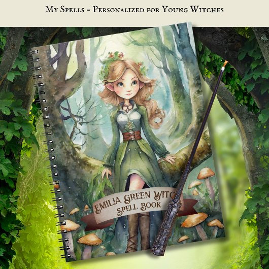 10代の緑の魔女の呪文ブックグリモワール ノートブック