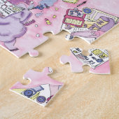 10代の若者おもしろいガールズメッシーベッドルームキュートピンクアート ジグソーパズル (側面)