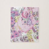 10代の若者おもしろいガールズメッシーベッドルームキュートピンクアート ジグソーパズル (縦)