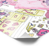 10代の若者おもしろいガールズメッシーベッドルームキュートピンクアート フォトプリント            (角)