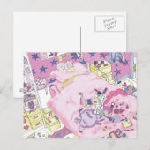 10代の若者おもしろいガールズメッシーベッドルームキュートピンクアート ポストカード (正面/裏面)